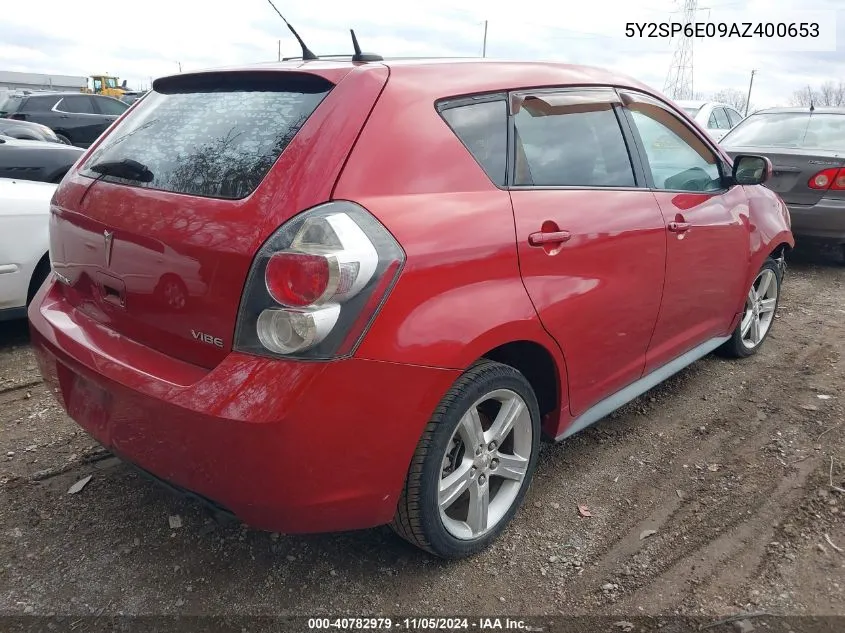 2010 Pontiac Vibe VIN: 5Y2SP6E09AZ400653 Lot: 40782979