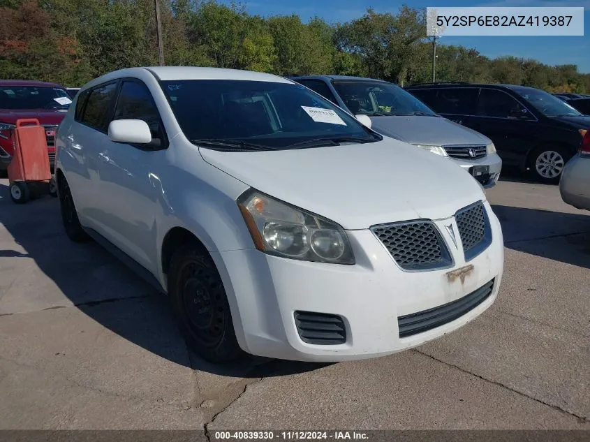 5Y2SP6E82AZ419387 2010 Pontiac Vibe