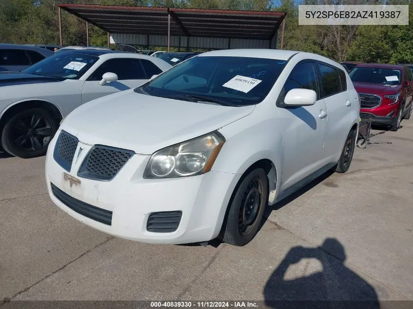 5Y2SP6E82AZ419387 2010 Pontiac Vibe