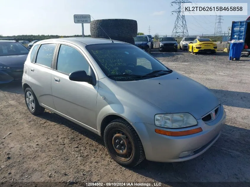 2005 Pontiac Wave VIN: KL2TD62615B465858 Lot: 12094502