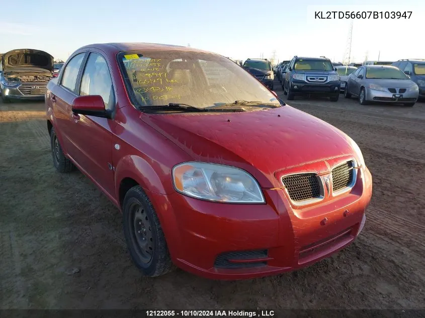 2007 Pontiac Wave VIN: KL2TD56607B103947 Lot: 12122055