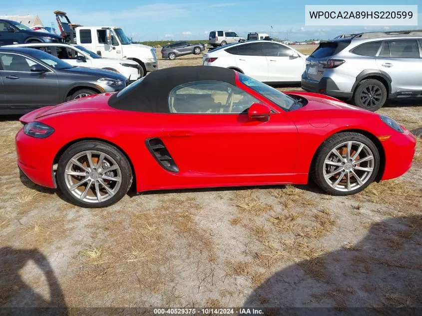 2017 Porsche 718 Boxster VIN: WP0CA2A89HS220599 Lot: 40529375