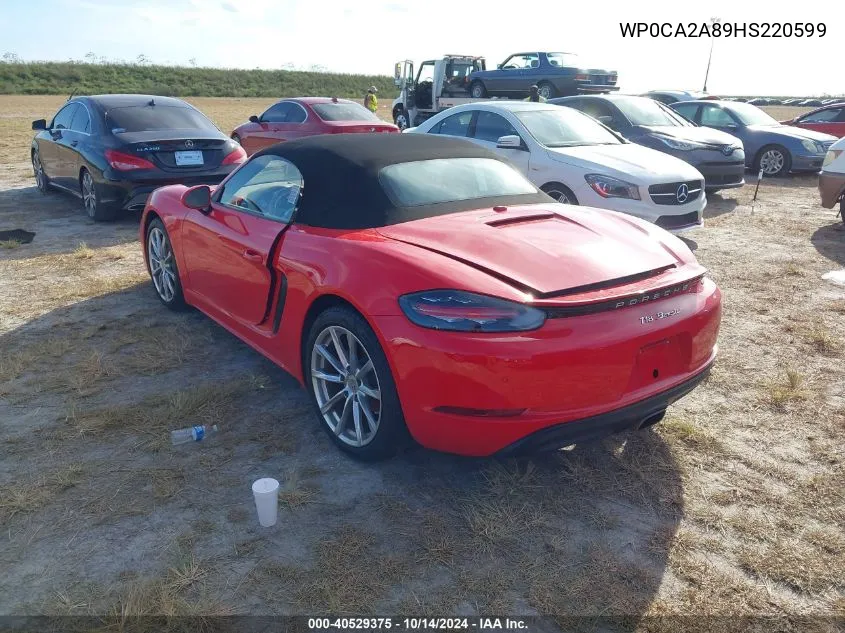 2017 Porsche 718 Boxster VIN: WP0CA2A89HS220599 Lot: 40529375