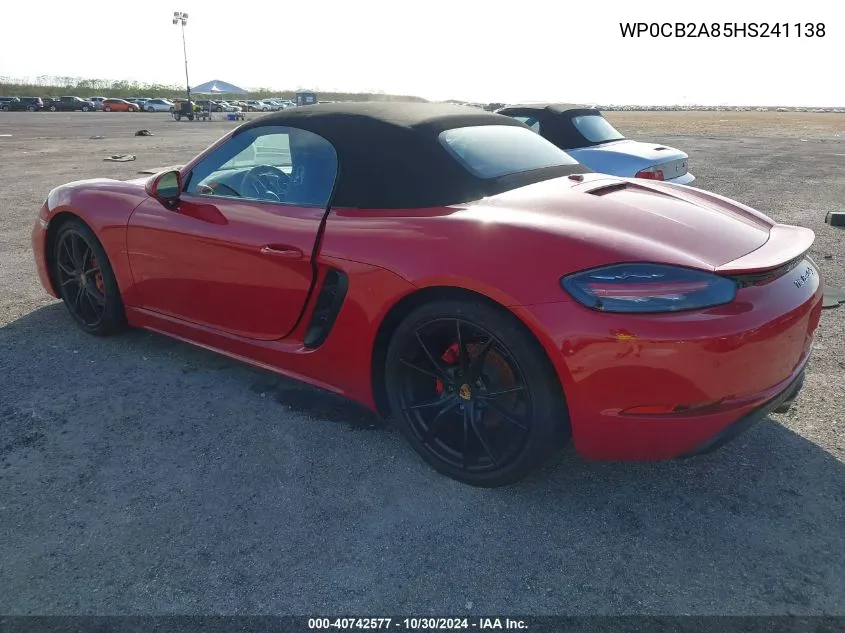 2017 Porsche 718 Boxster S VIN: WP0CB2A85HS241138 Lot: 40742577