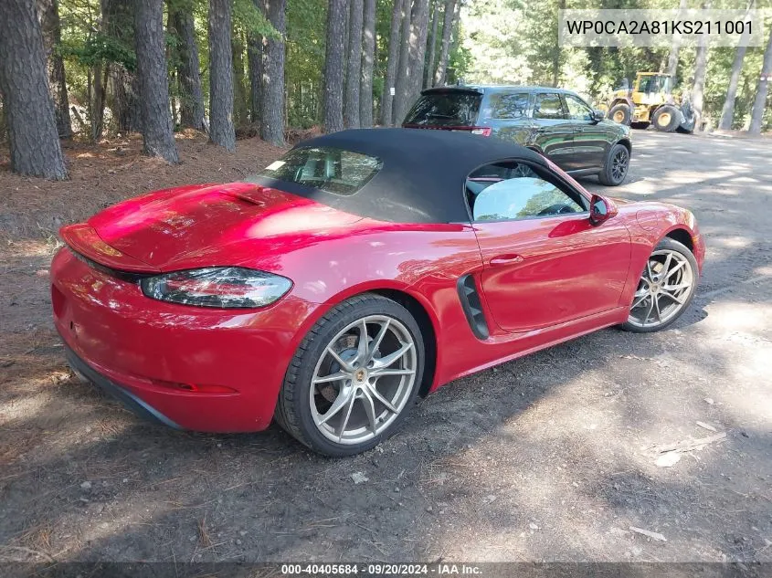 WP0CA2A81KS211001 2019 Porsche 718 Boxster