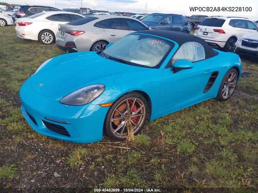 2019 Porsche 718 Boxster Gts/S VIN: WP0CB2A84KS228100 Lot: 40482699