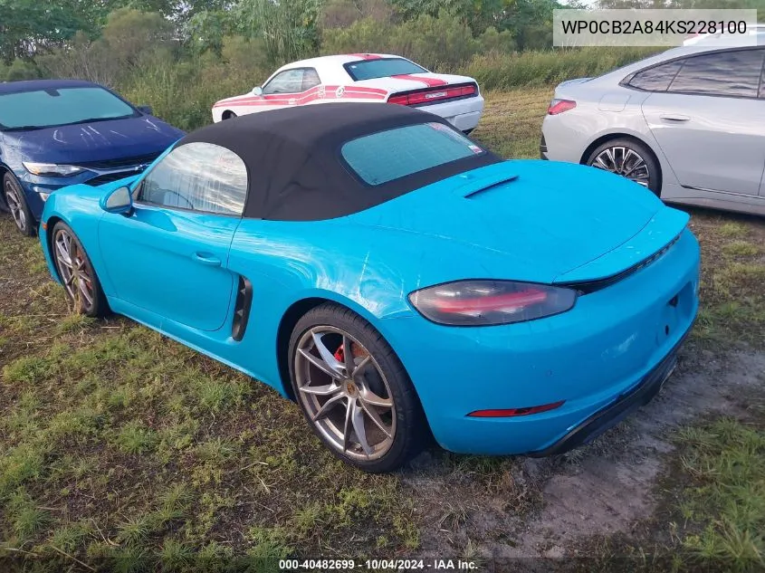 WP0CB2A84KS228100 2019 Porsche 718 Boxster Gts/S