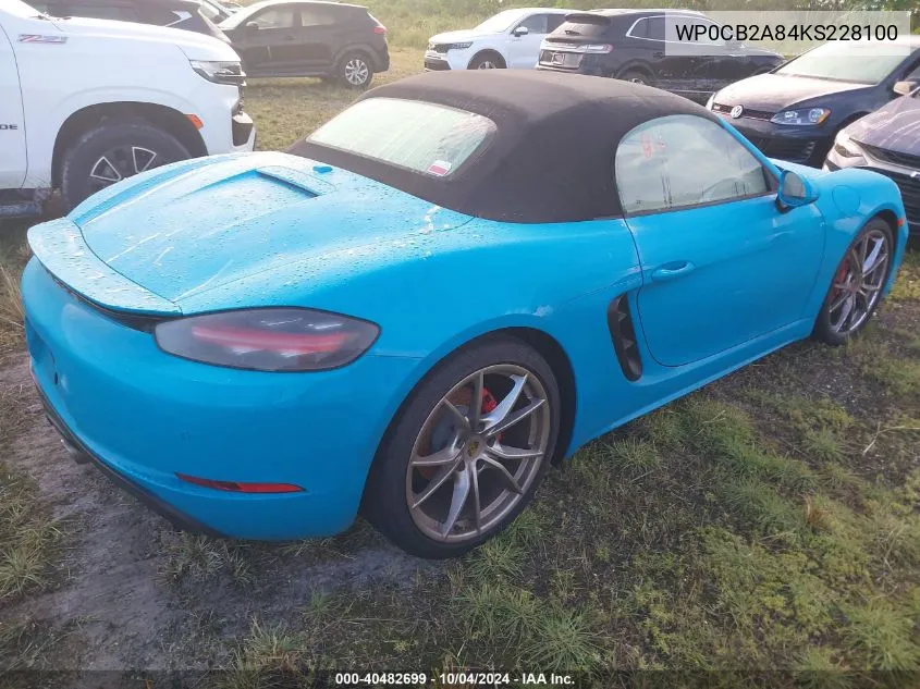 WP0CB2A84KS228100 2019 Porsche 718 Boxster Gts/S