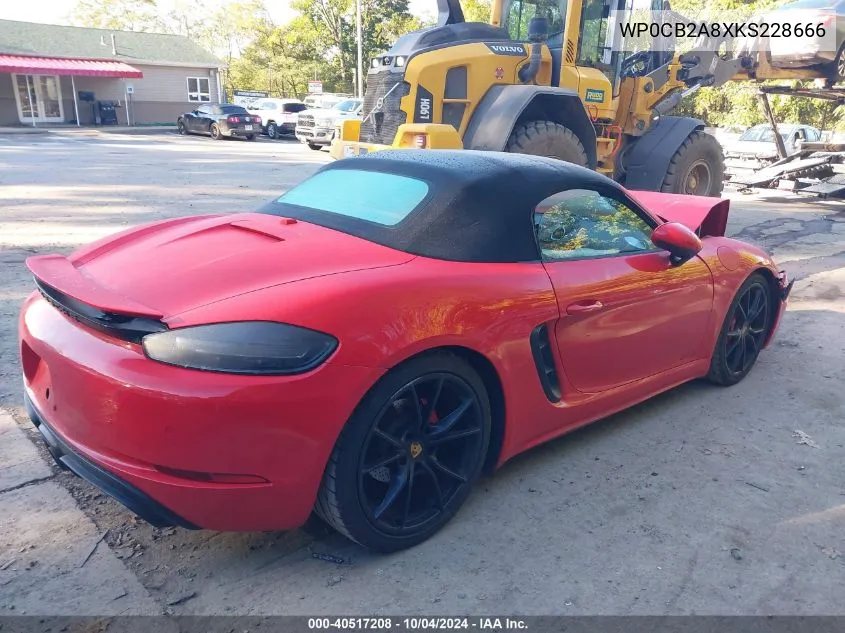 2019 Porsche 718 Boxster Gts VIN: WP0CB2A8XKS228666 Lot: 40517208