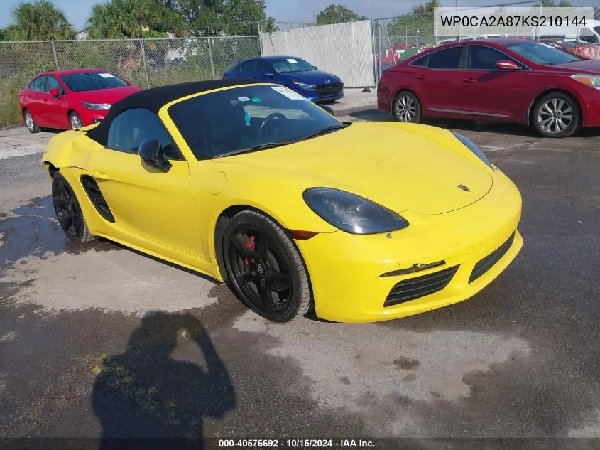 2019 Porsche 718 Boxster VIN: WP0CA2A87KS210144 Lot: 40576692