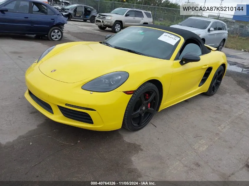 2019 Porsche 718 Boxster VIN: WP0CA2A87KS210144 Lot: 40764326