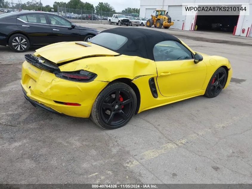 2019 Porsche 718 Boxster VIN: WP0CA2A87KS210144 Lot: 40764326