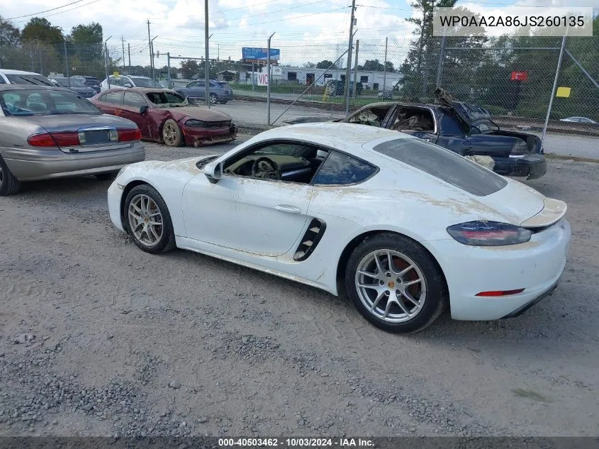 WP0AA2A86JS260135 2018 Porsche 718 Cayman