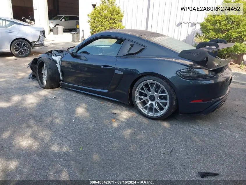 WP0AE2A80RK274452 2024 Porsche 718 Cayman Gt4 Rs