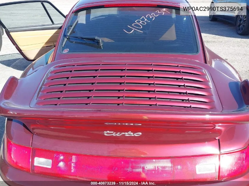 1996 Porsche 911 Turbo VIN: WP0AC2990TS375694 Lot: 40873239