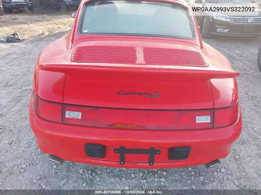 1997 Porsche 911 Carrera/Carrera 4S/Carrera Tiptronic/S VIN: WP0AA2993VS322092 Lot: 40705596