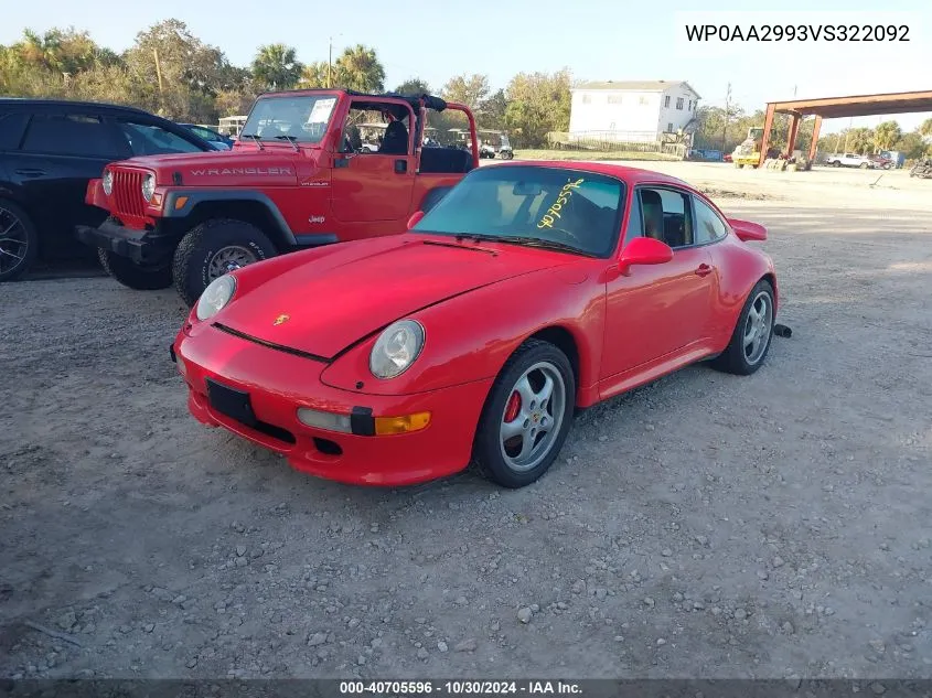 1997 Porsche 911 Carrera/Carrera 4S/Carrera Tiptronic/S VIN: WP0AA2993VS322092 Lot: 40705596