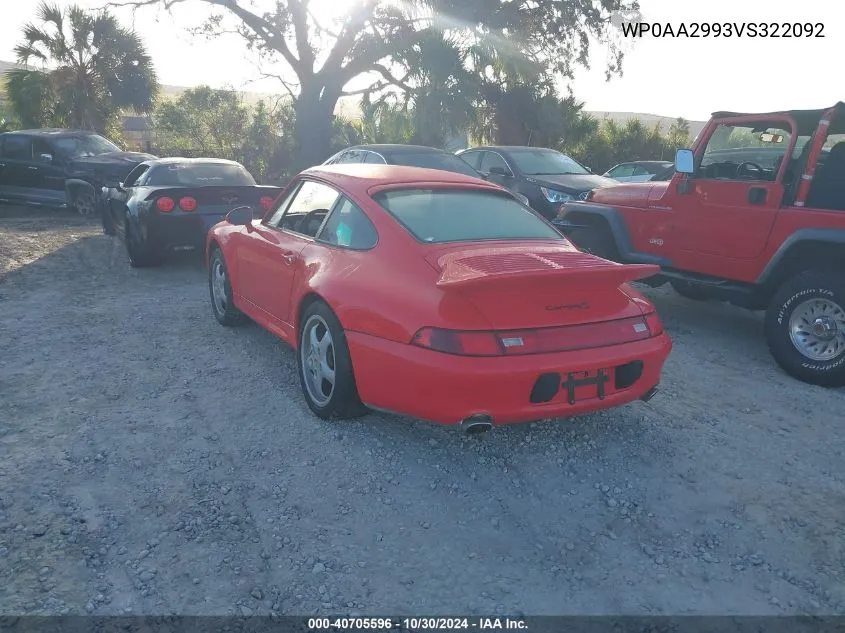 1997 Porsche 911 Carrera/Carrera 4S/Carrera Tiptronic/S VIN: WP0AA2993VS322092 Lot: 40705596