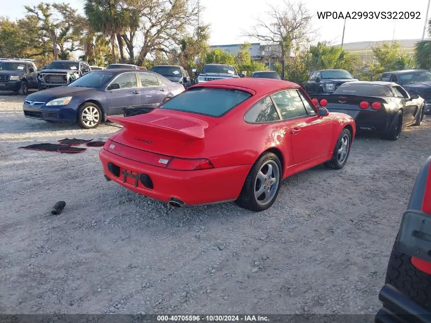 1997 Porsche 911 Carrera/Carrera 4S/Carrera Tiptronic/S VIN: WP0AA2993VS322092 Lot: 40705596