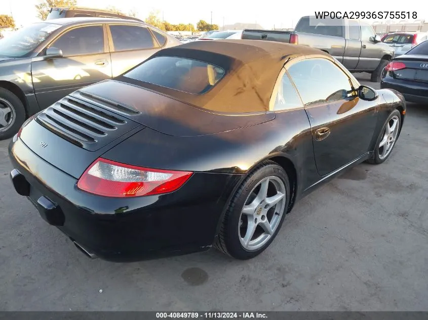 2006 Porsche 911 Carrera/Carrera 4 VIN: WP0CA29936S755518 Lot: 40849789