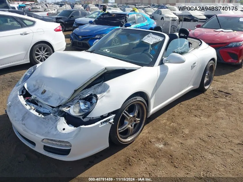 2011 Porsche 911 Carrera VIN: WP0CA2A94BS740175 Lot: 40791459