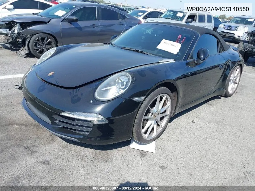 2012 Porsche 911 Carrera VIN: WP0CA2A94CS140550 Lot: 40328807