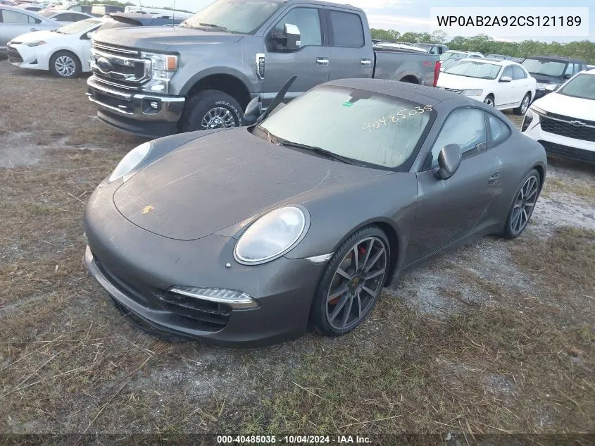 2012 Porsche 911 Carrera S VIN: WP0AB2A92CS121189 Lot: 40485035