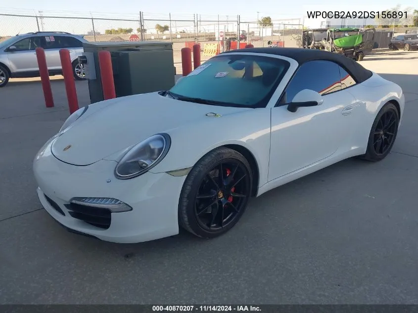 2013 Porsche 911 Carrera S VIN: WP0CB2A92DS156891 Lot: 40870207