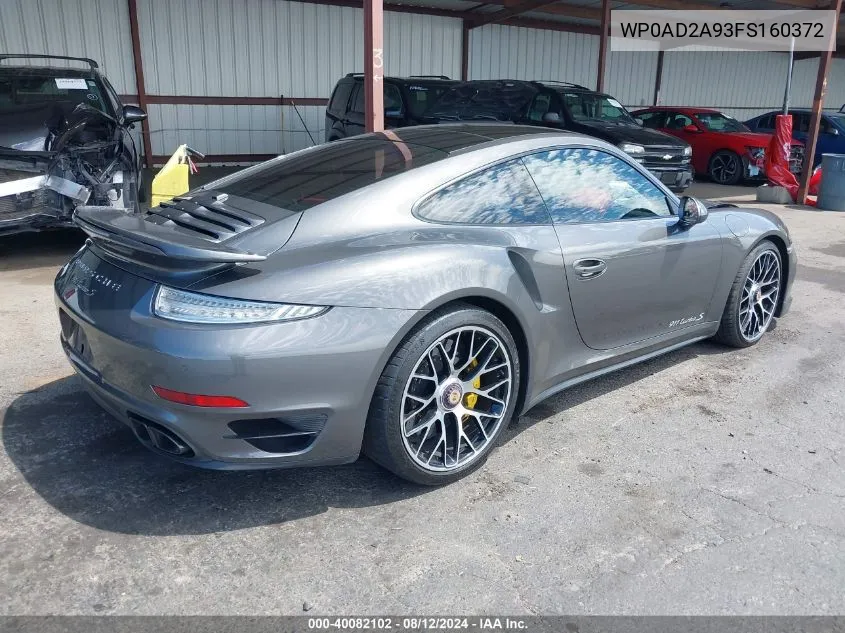 2015 Porsche 911 Turbo S VIN: WP0AD2A93FS160372 Lot: 40082102