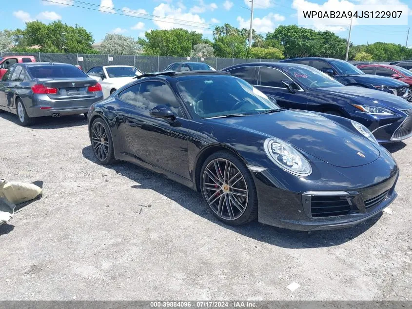 WP0AB2A94JS122907 2018 Porsche 911 Carrera S