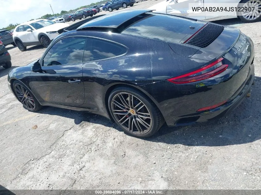 WP0AB2A94JS122907 2018 Porsche 911 Carrera S