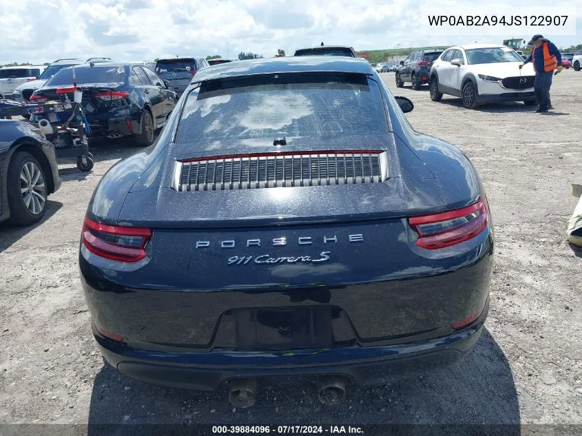 WP0AB2A94JS122907 2018 Porsche 911 Carrera S