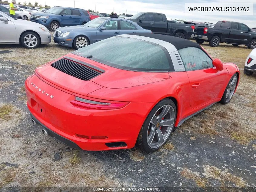 2018 Porsche 911 Targa S/Targa Gts VIN: WP0BB2A93JS134762 Lot: 40521205