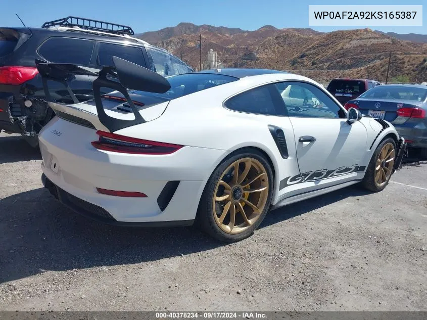 2019 Porsche 911 Gt3 Rs VIN: WP0AF2A92KS165387 Lot: 40378234