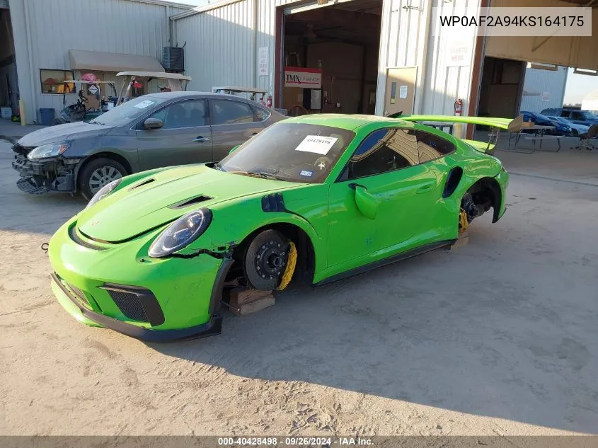 2019 Porsche 911 Gt3 Rs VIN: WP0AF2A94KS164175 Lot: 40428498