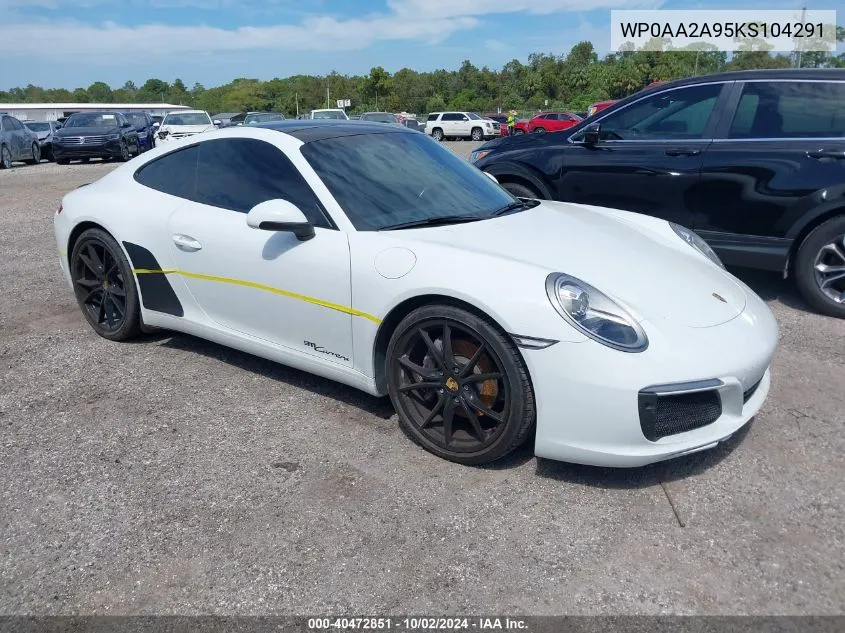 WP0AA2A95KS104291 2019 Porsche 911 Carrera/Carrera 4/Carrera