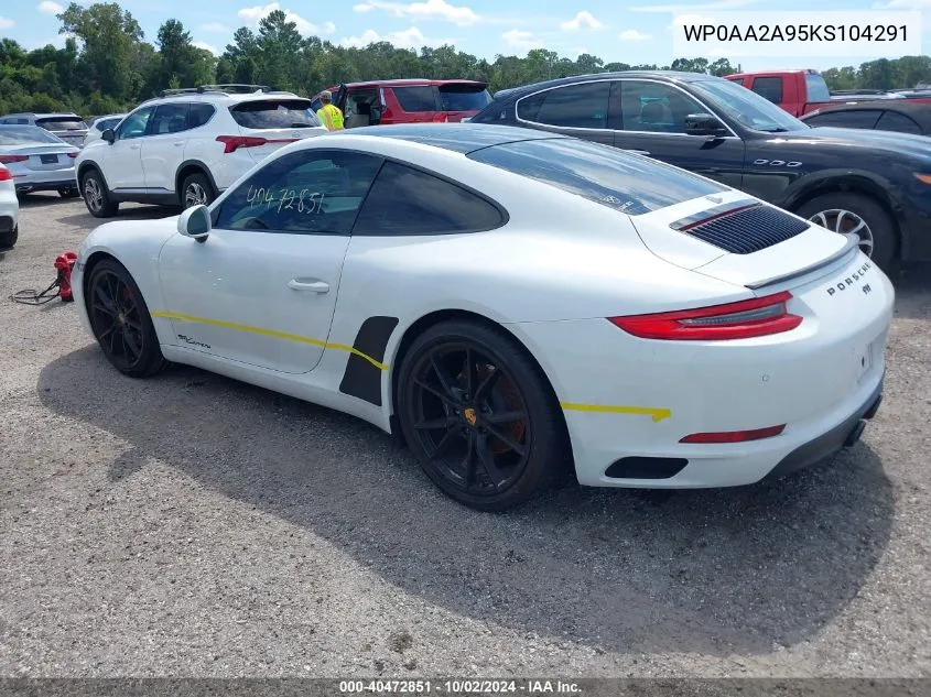 WP0AA2A95KS104291 2019 Porsche 911 Carrera/Carrera 4/Carrera