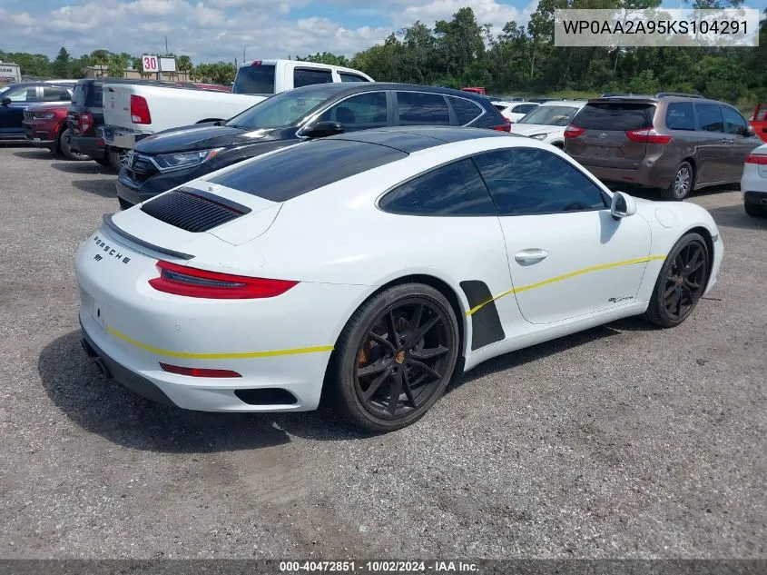 WP0AA2A95KS104291 2019 Porsche 911 Carrera/Carrera 4/Carrera