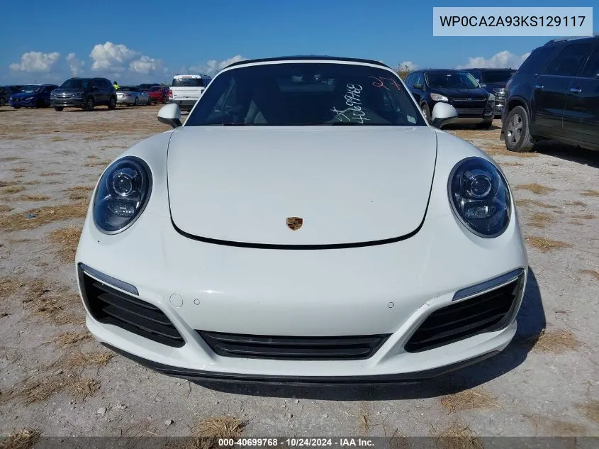 2019 Porsche 911 Carrera/Carrera 4 VIN: WP0CA2A93KS129117 Lot: 40699768