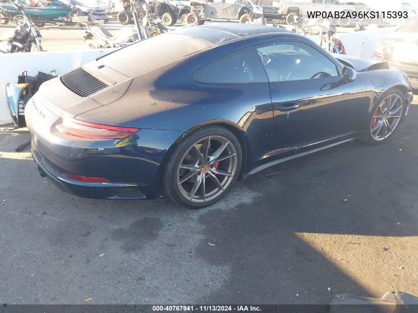 WP0AB2A96KS115393 2019 Porsche 911 Carrera 4S