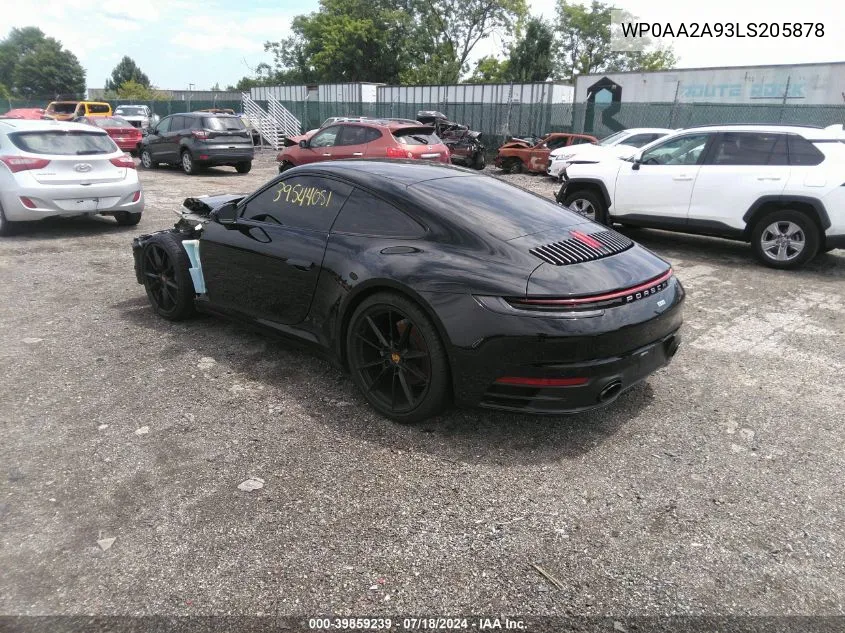 2020 Porsche 911 Carrera/Carrera 4 VIN: WP0AA2A93LS205878 Lot: 39859239