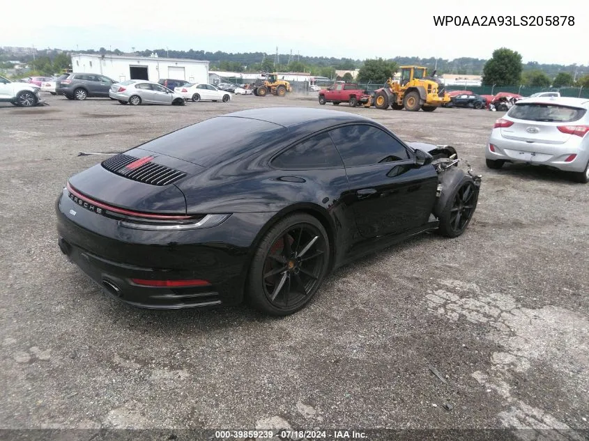 2020 Porsche 911 Carrera/Carrera 4 VIN: WP0AA2A93LS205878 Lot: 39859239