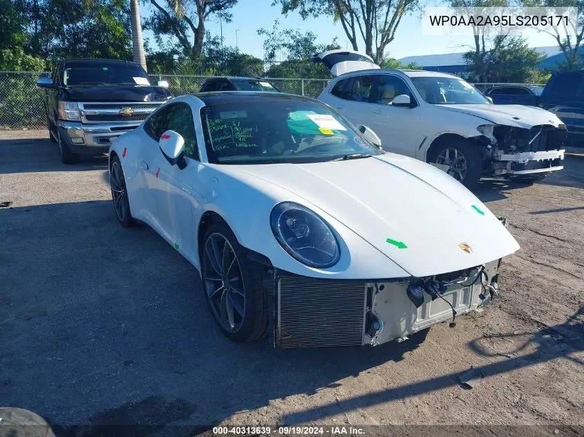 2020 Porsche 911 Carrera/Carrera 4 VIN: WP0AA2A95LS205171 Lot: 40313639