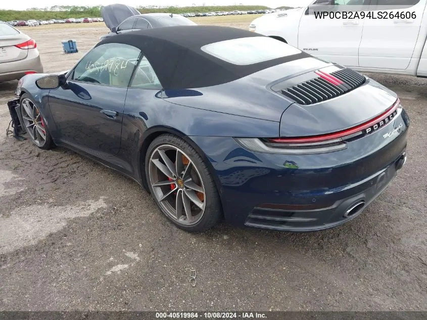 2020 Porsche 911 Carrera 4S /Carrera S VIN: WP0CB2A94LS264606 Lot: 40519984