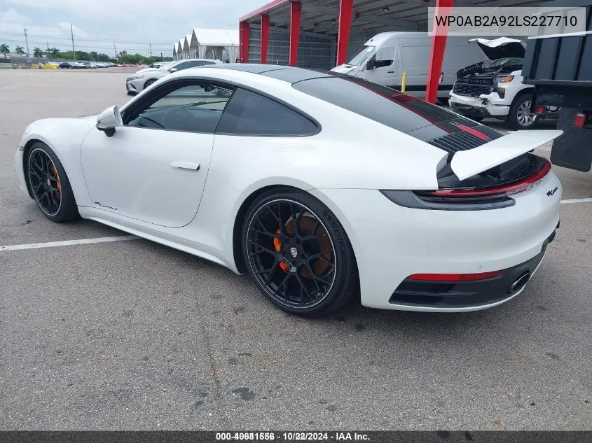 2020 Porsche 911 Carrera 4S/Carrera S VIN: WP0AB2A92LS227710 Lot: 40681556