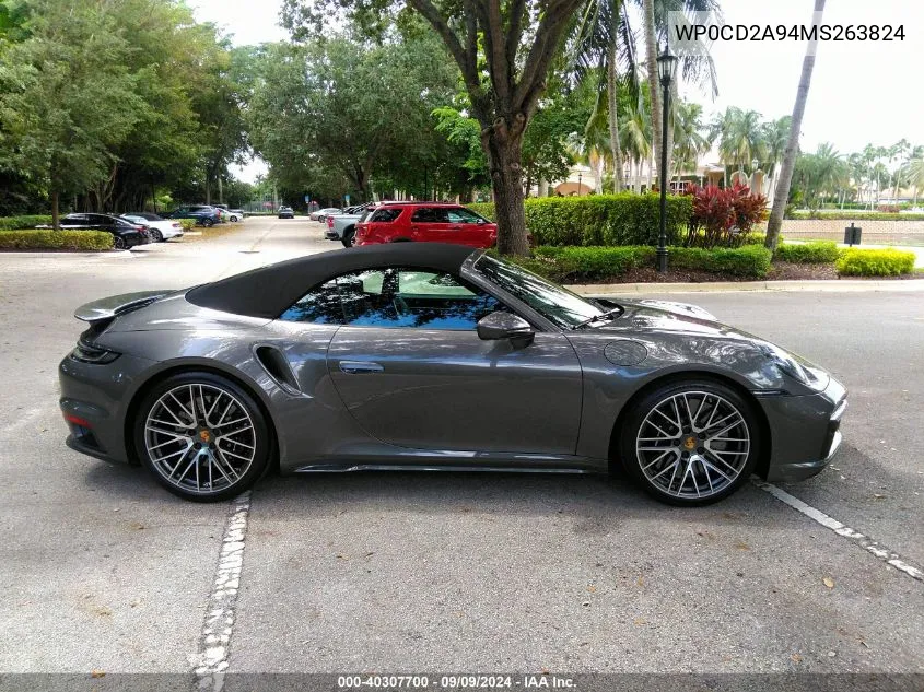 2021 Porsche 911 Turbo Cabriolet/Turbo S Cabriolet VIN: WP0CD2A94MS263824 Lot: 40307700