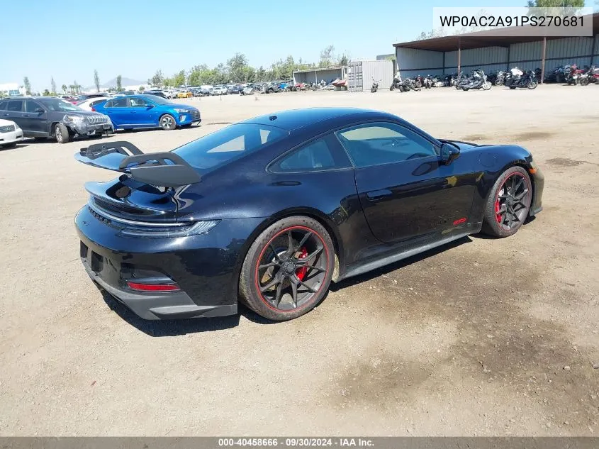 2023 Porsche 911 Gt3/Gt3 W/Touring Package VIN: WP0AC2A91PS270681 Lot: 40458666