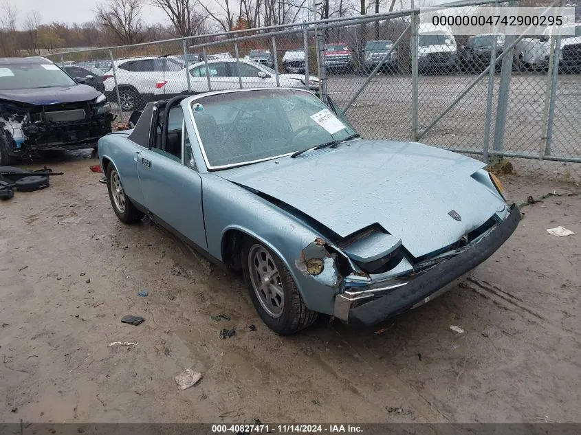 1974 Porsche 914 VIN: 00000004742900295 Lot: 40827471