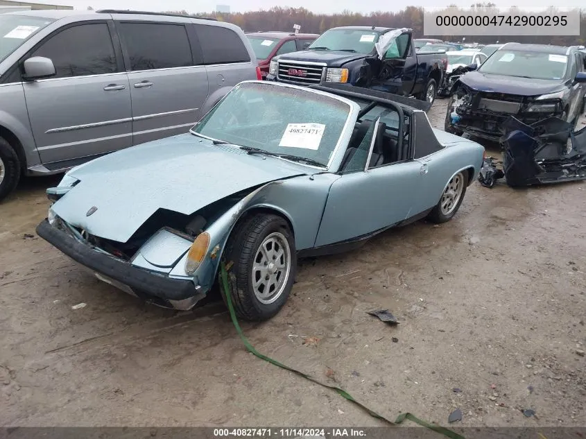 1974 Porsche 914 VIN: 00000004742900295 Lot: 40827471