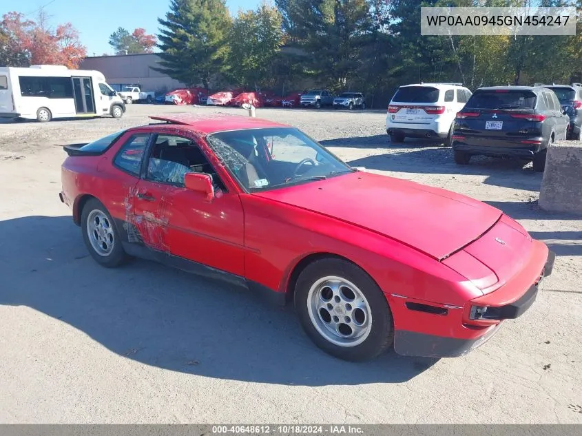 1986 Porsche 944 VIN: WP0AA0945GN454247 Lot: 40648612